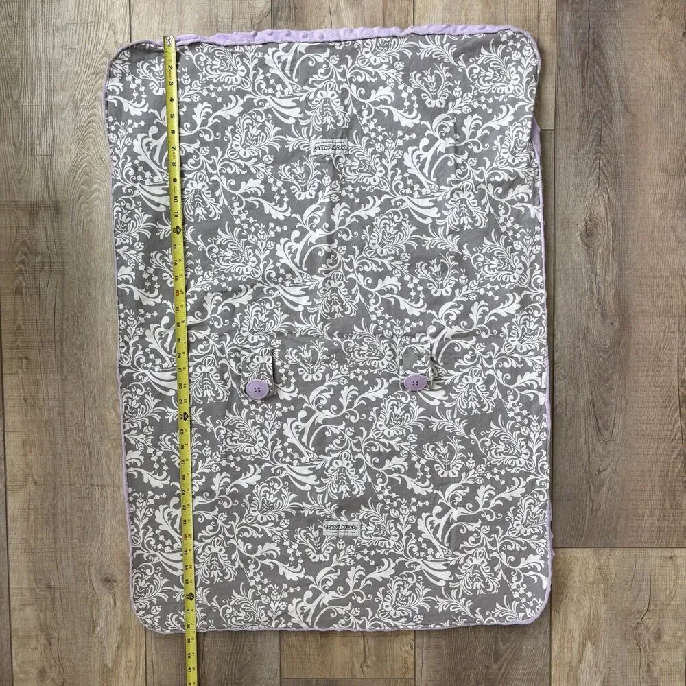 Carseat Canopy Cover Baby Girl Purple Gray Floral Fleece Minky Feminine Washable